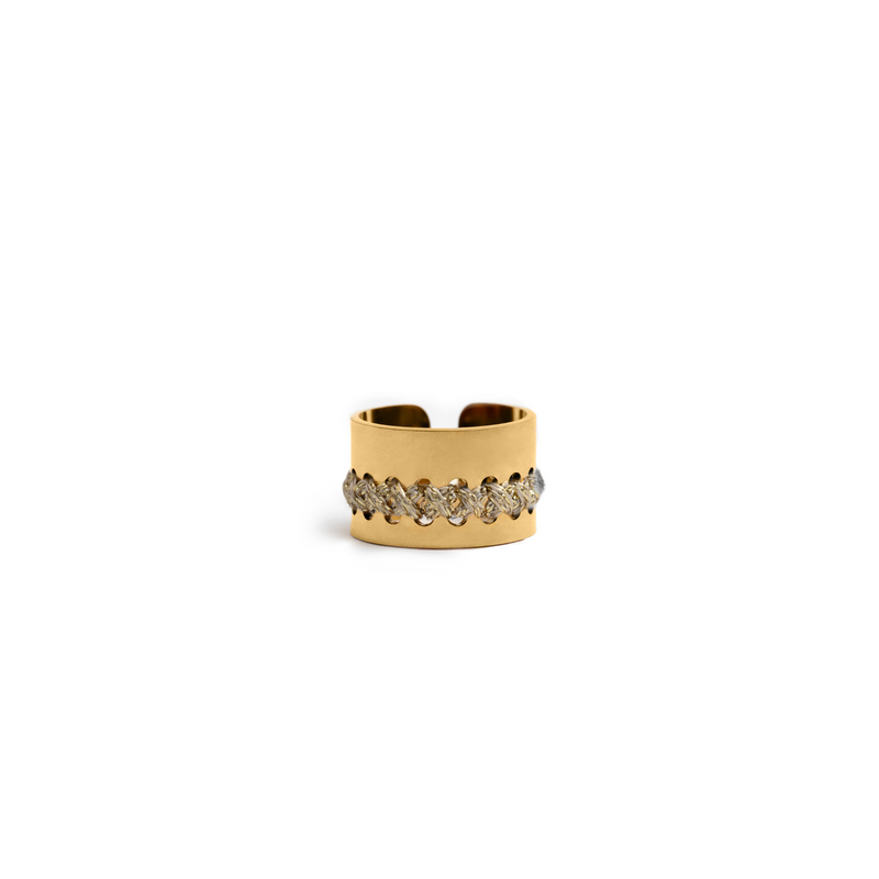 18K GOLD BAND RING - Crosses