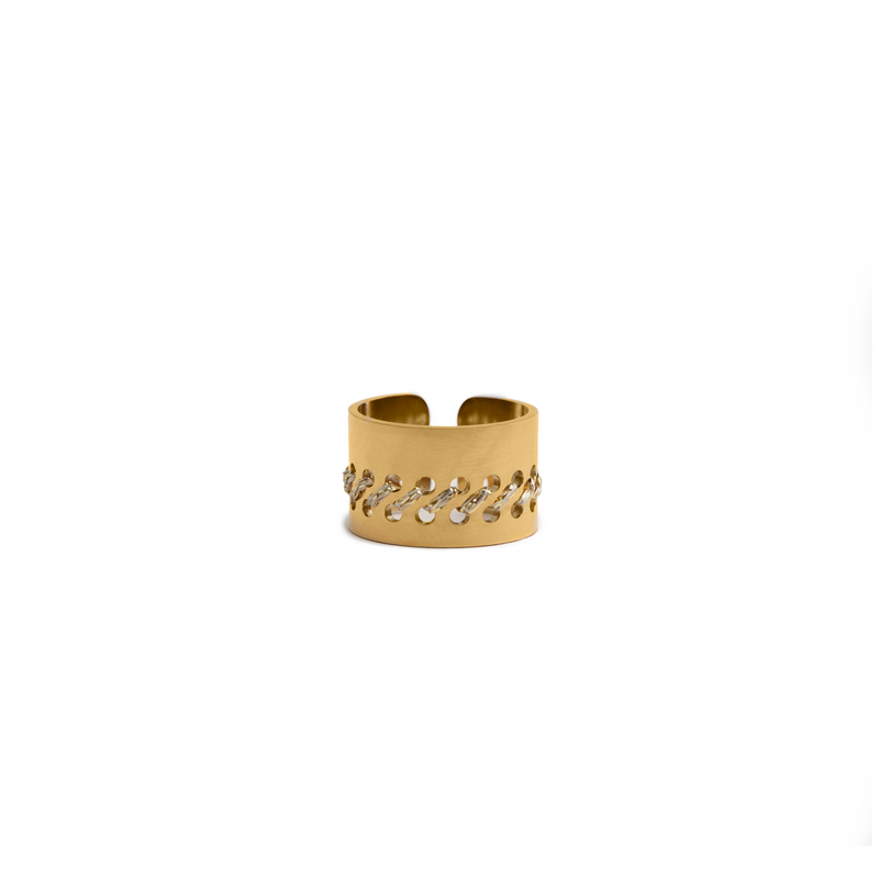 ANELLO A FASCIA IN ORO 18K - Diagonali