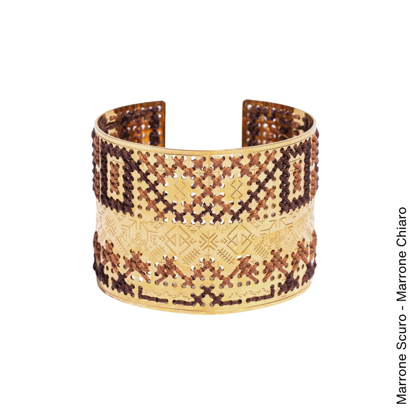 BRACCIALE ALTO INCISO ORO - Bicolore Quadrato