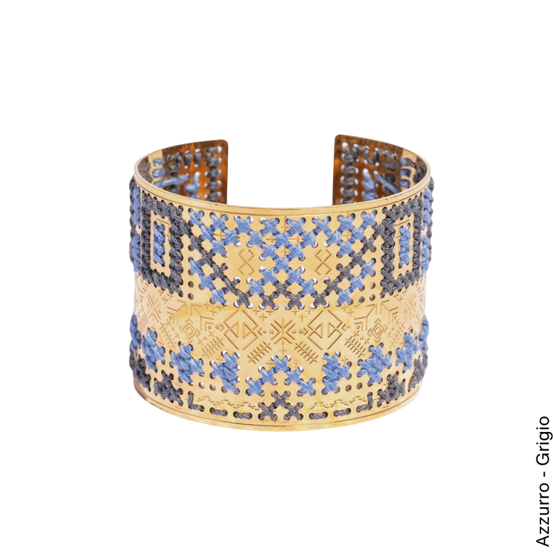 BRACCIALE ALTO INCISO ORO - Bicolore Quadrato