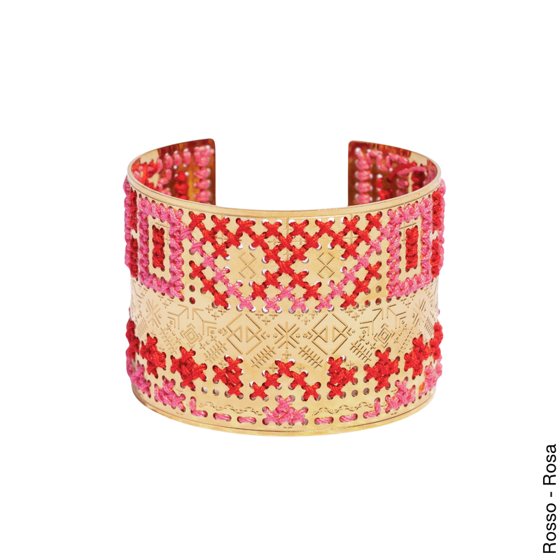 BRACCIALE ALTO INCISO ORO - Bicolore Quadrato