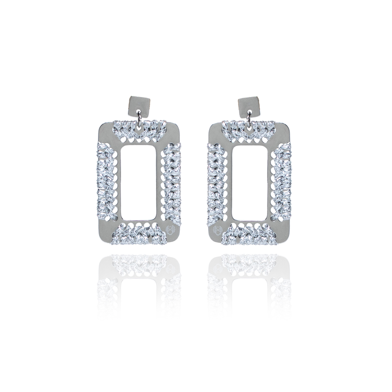ORECCHINI PENDENTI QUADRATI IN ARGENTO 925 - Lurex