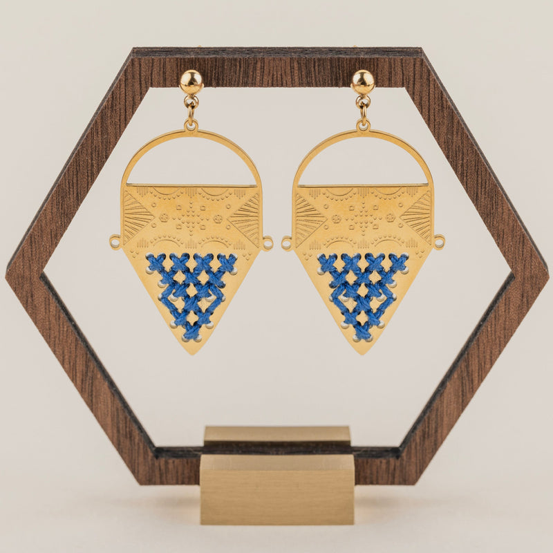 ORECCHINI PENDENTI TRIANGOLARI IN ORO 18K - Croci