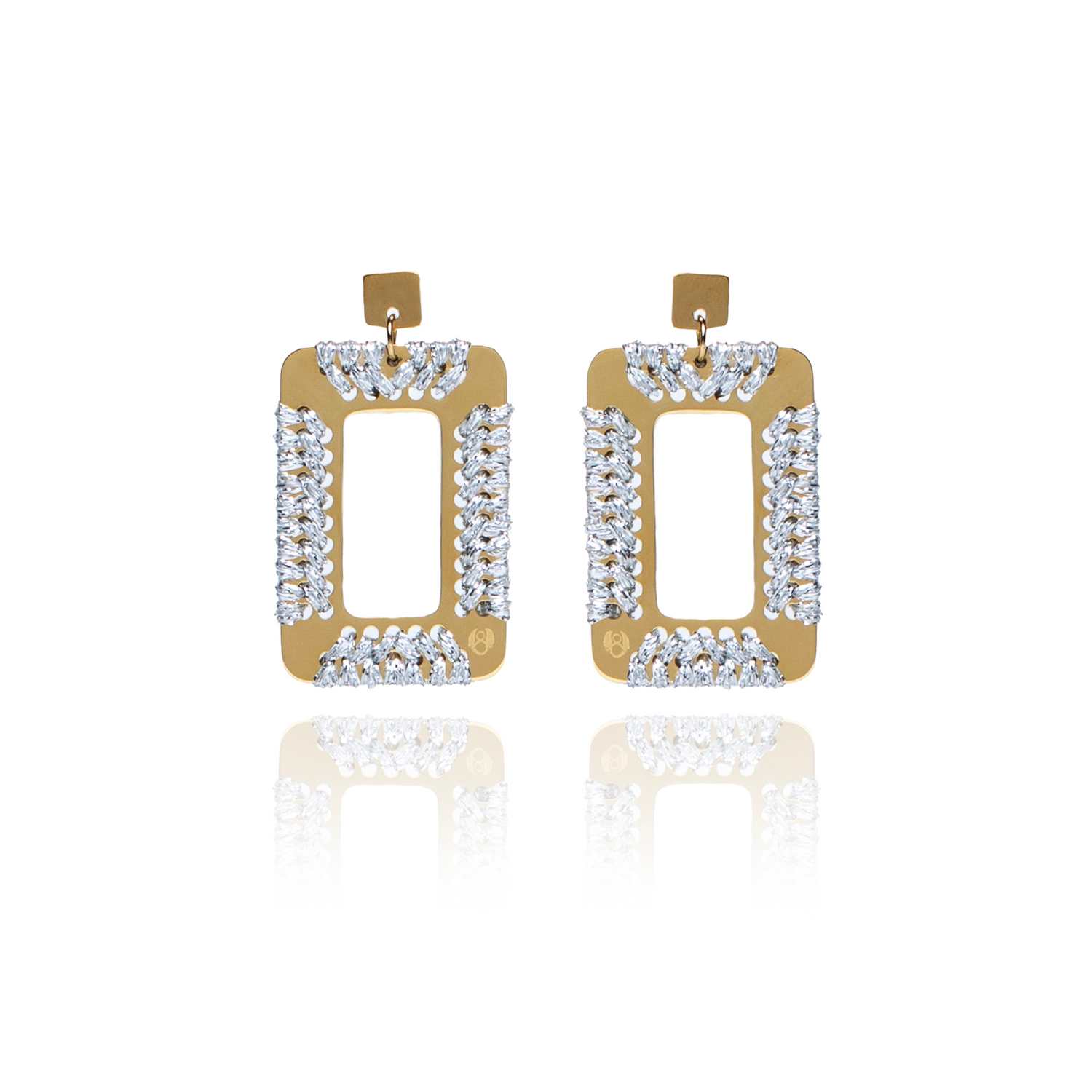 ORECCHINI PENDENTI QUADRATI IN ORO 18K