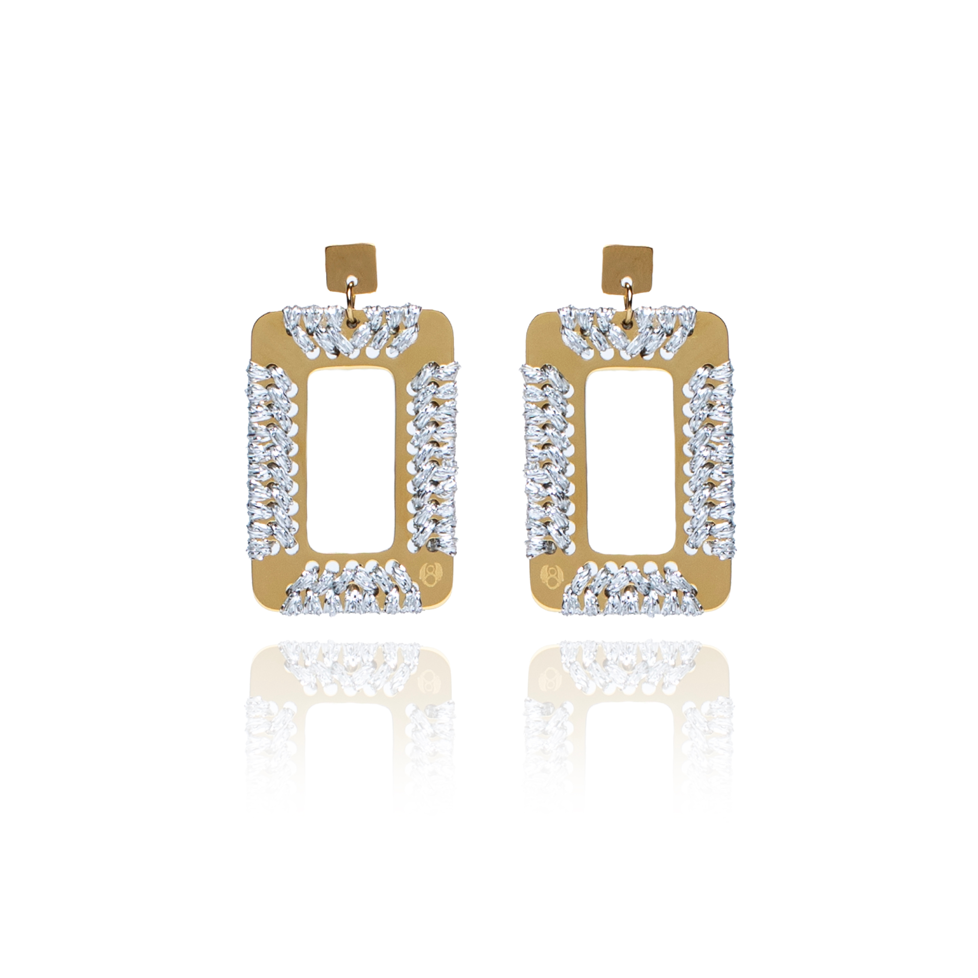 ORECCHINI PENDENTI QUADRATI IN ORO 18K