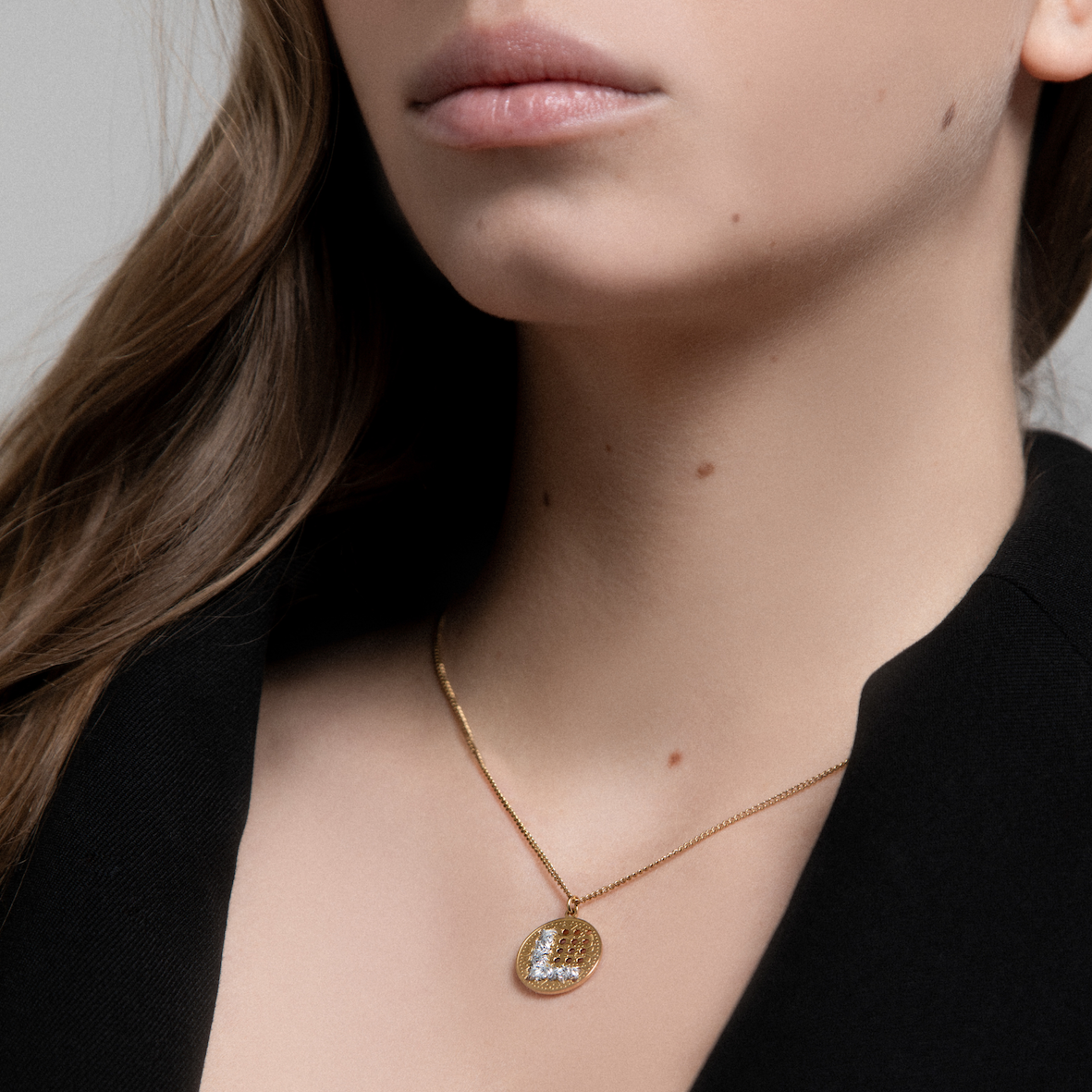 COLLANA CIONDOLO IN ORO 18K - Lettera Lurex