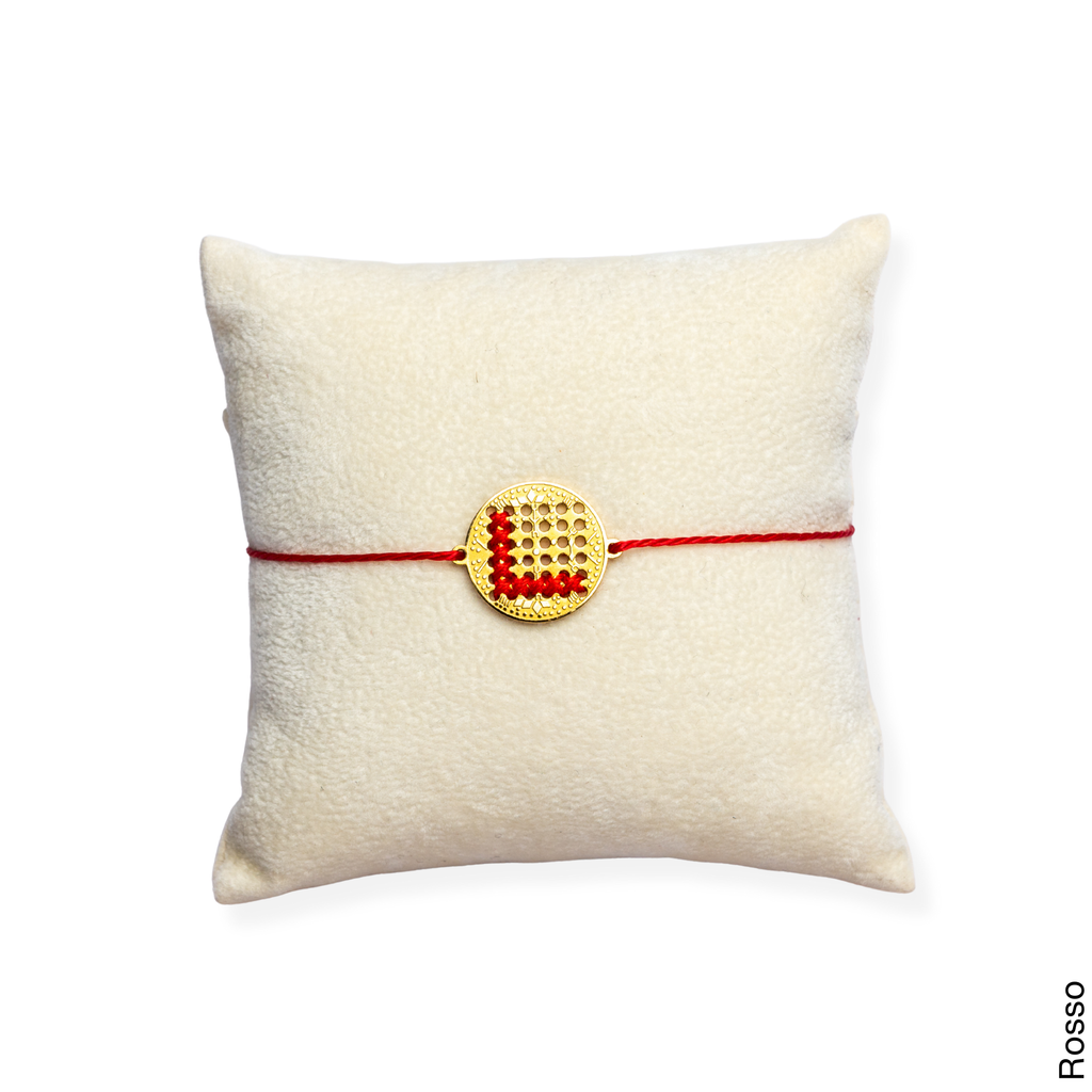BRACCIALE CORDINO MONETA IN ORO 18K - Lettera