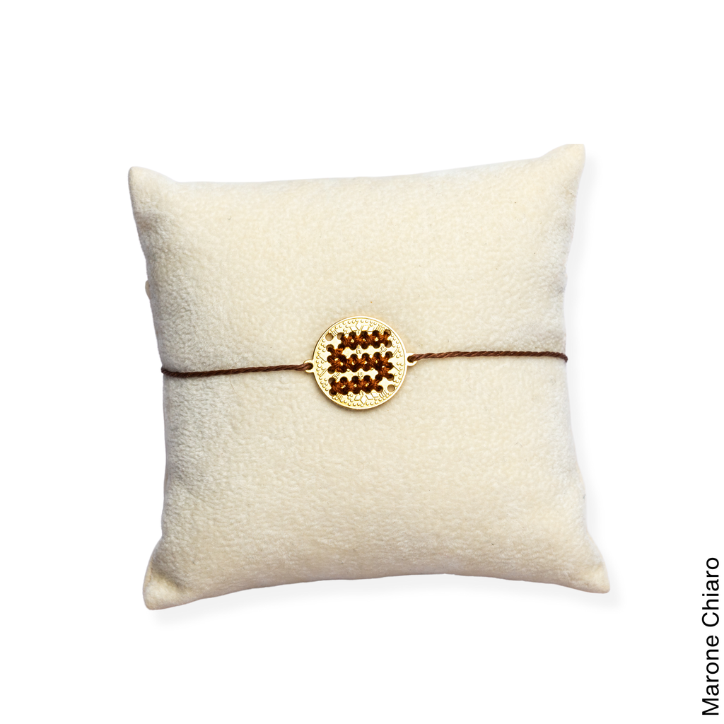 BRACCIALE CORDINO MONETA IN ORO 18K - Lettera