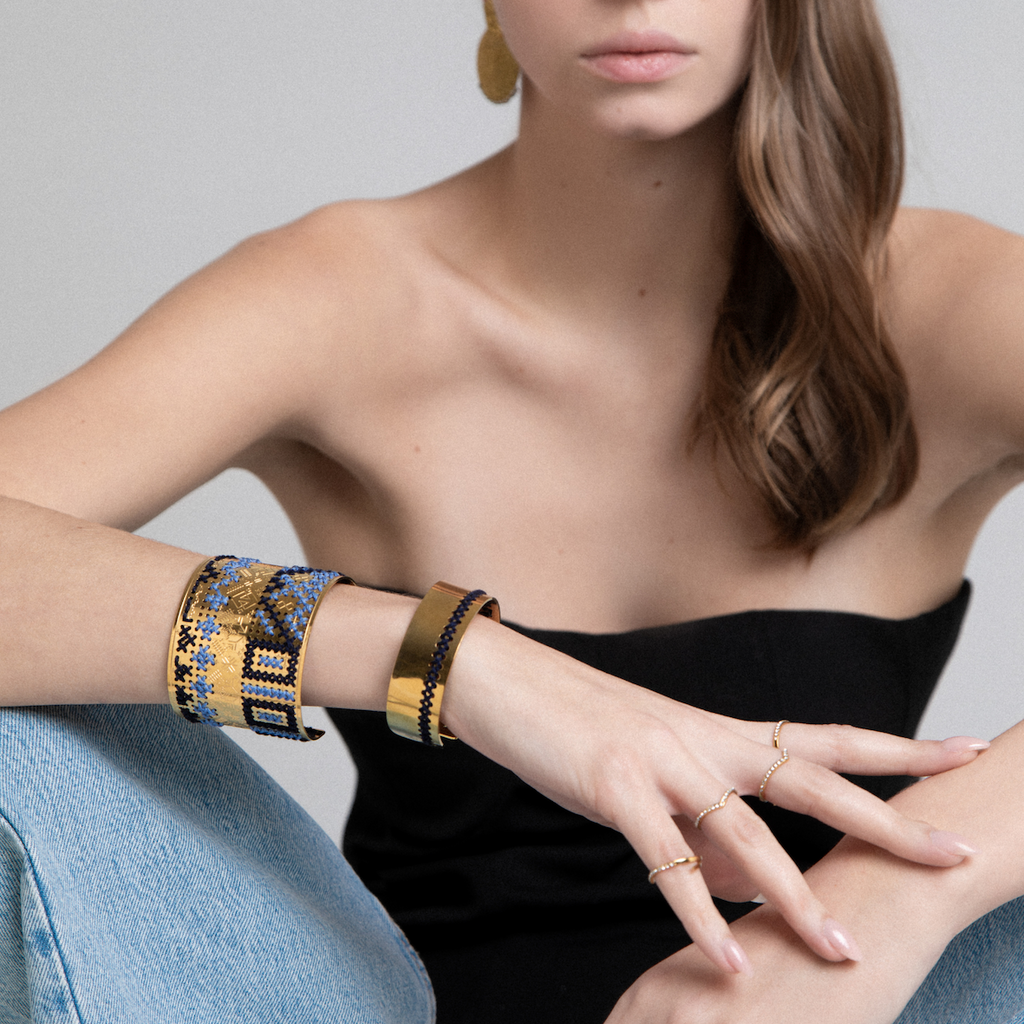 BRACCIALE ALTO INCISO ORO - Bicolore Quadrato