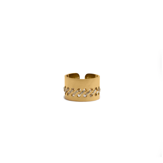 18K GOLD BAND RING - Lurex Diagonals