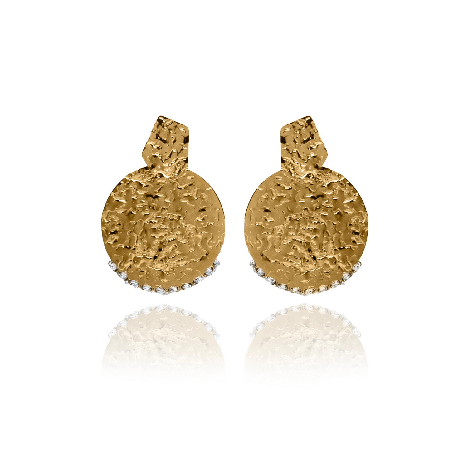 18K GOLD ROUND DANGLING EARRINGS - Lurex