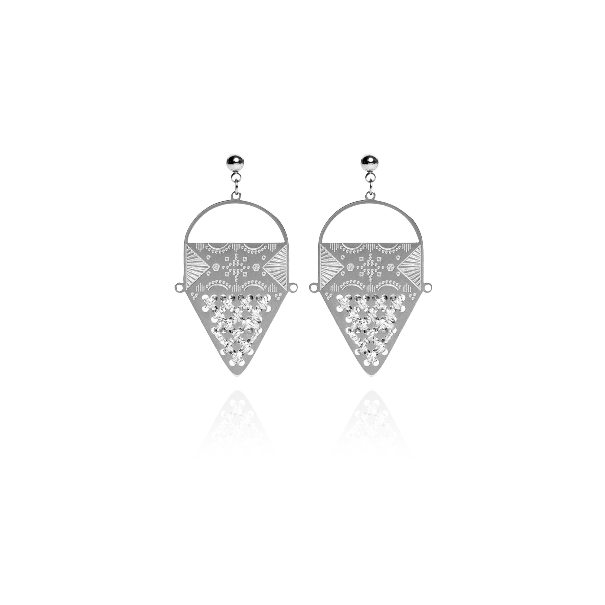 ORECCHINI PENDENTI TRIANGOLARI IN ARGENTO 925