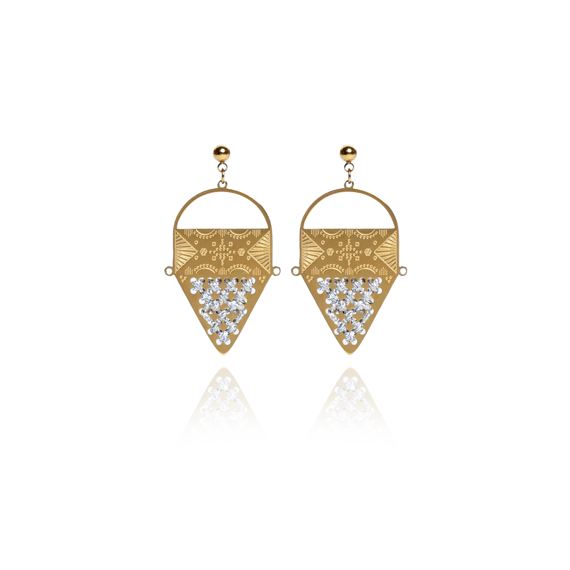 ORECCHINI PENDENTI TRIANGOLARI IN ORO 18K - Croci