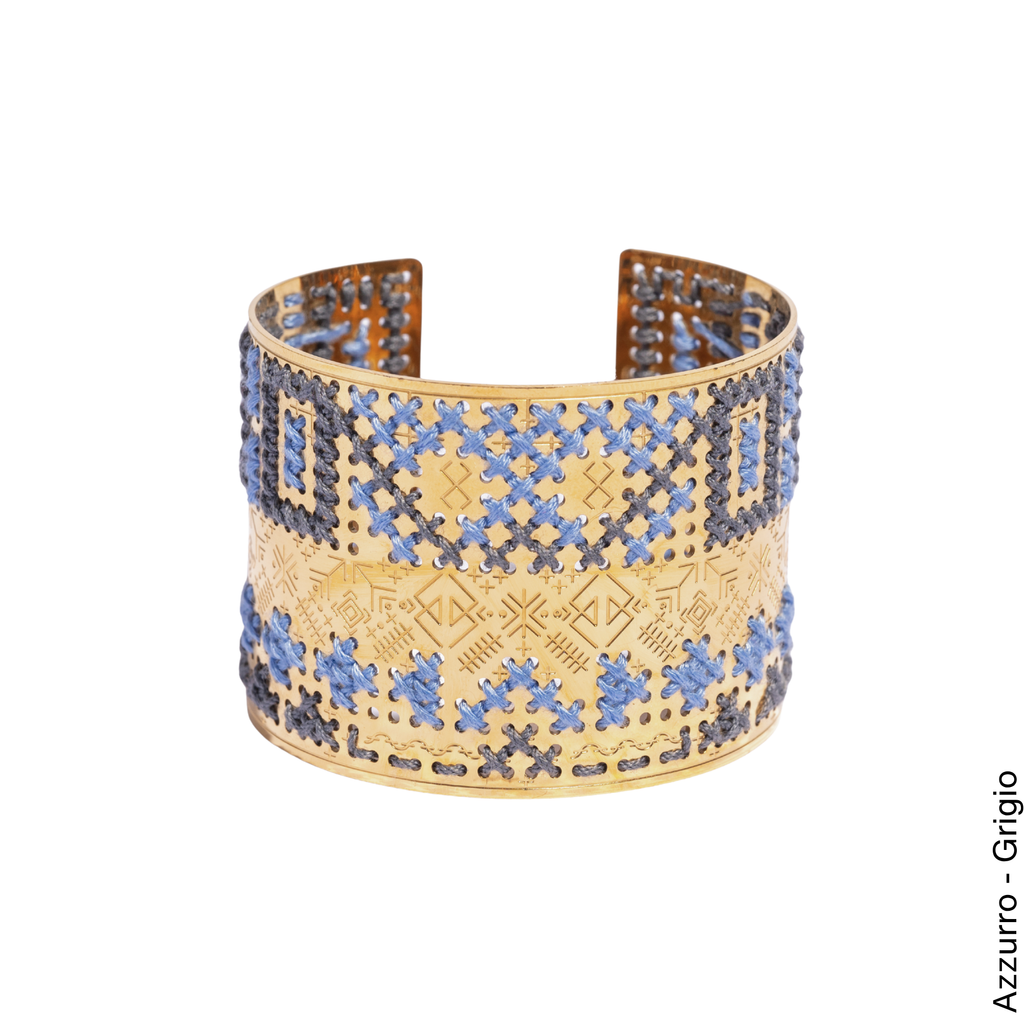 BRACCIALE ALTO INCISO ORO - Bicolore Quadrato