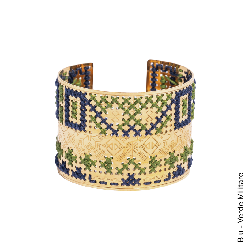 BRACCIALE ALTO INCISO ORO - Bicolore Quadrato