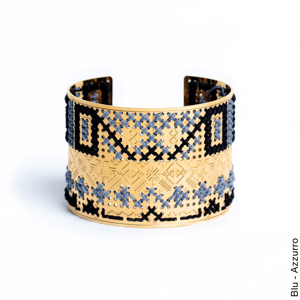 BRACCIALE ALTO INCISO ORO - Bicolore Quadrato