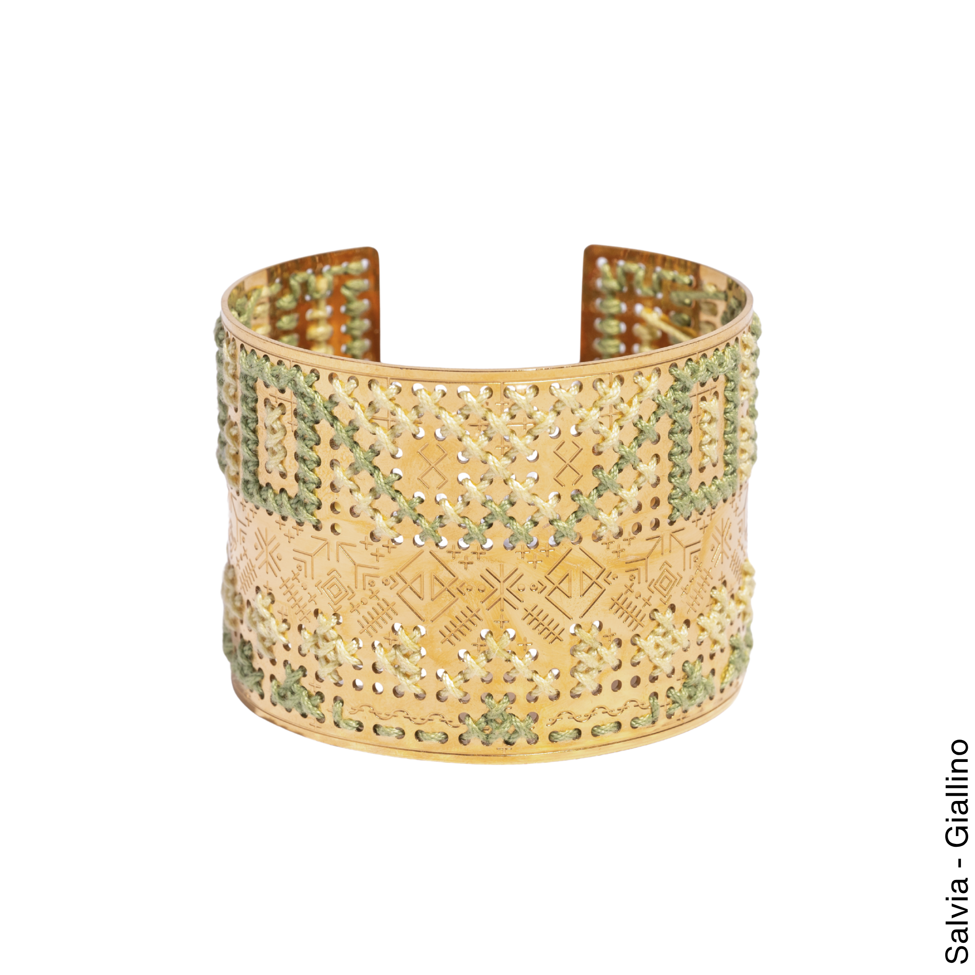 BRACCIALE ALTO INCISO ORO - Bicolore Quadrato