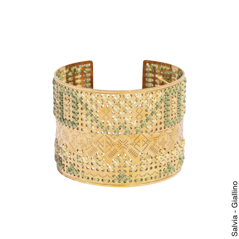 BRACCIALE ALTO INCISO ORO - Bicolore Quadrato