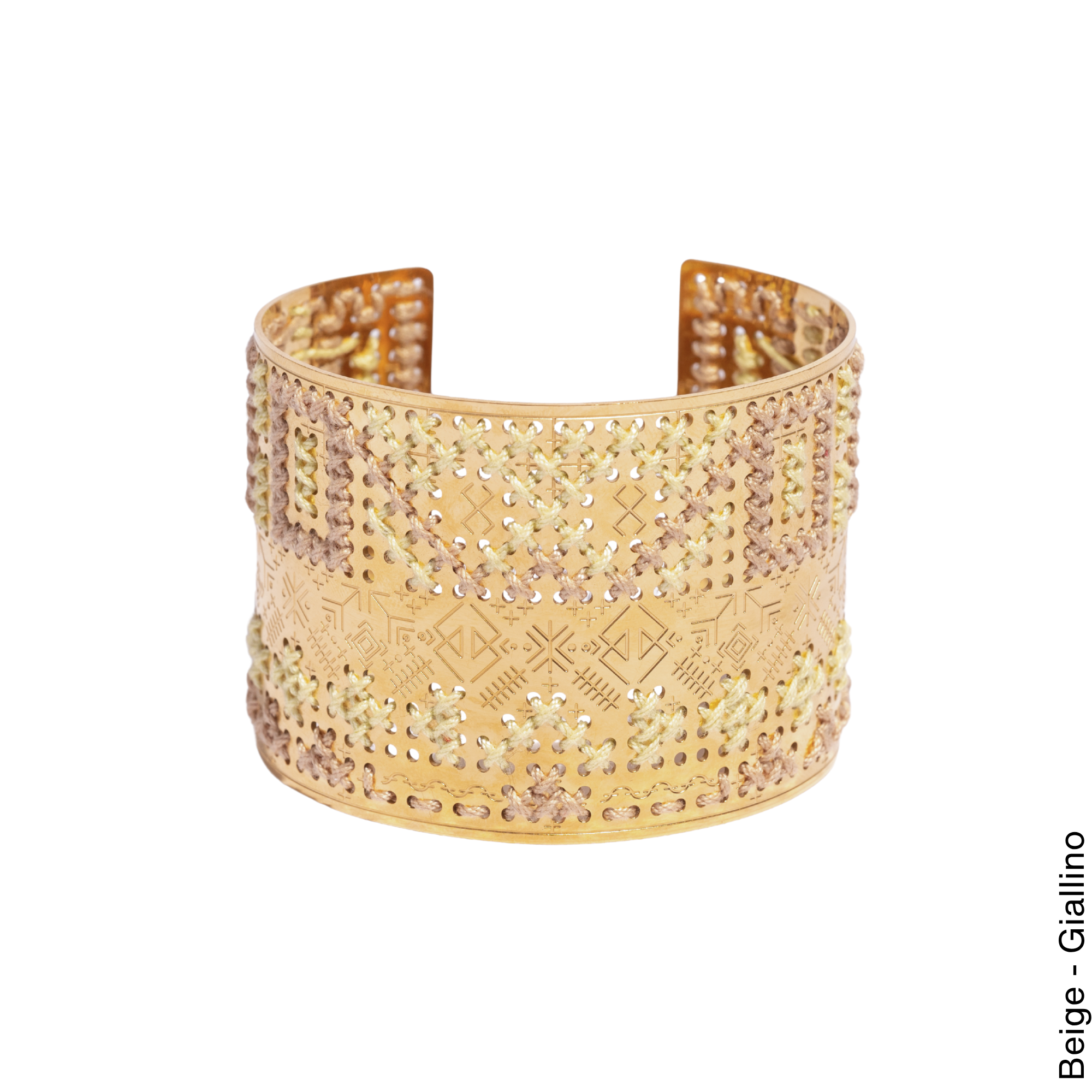 BRACCIALE ALTO INCISO ORO - Bicolore Quadrato