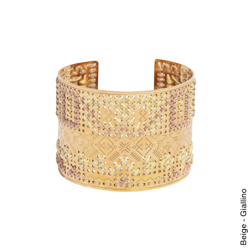 BRACCIALE ALTO INCISO ORO - Bicolore Quadrato