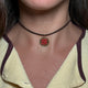 CHOKER CAMOSCIO CIONDOLO PICCOLO IN ORO 18K - Lettera
