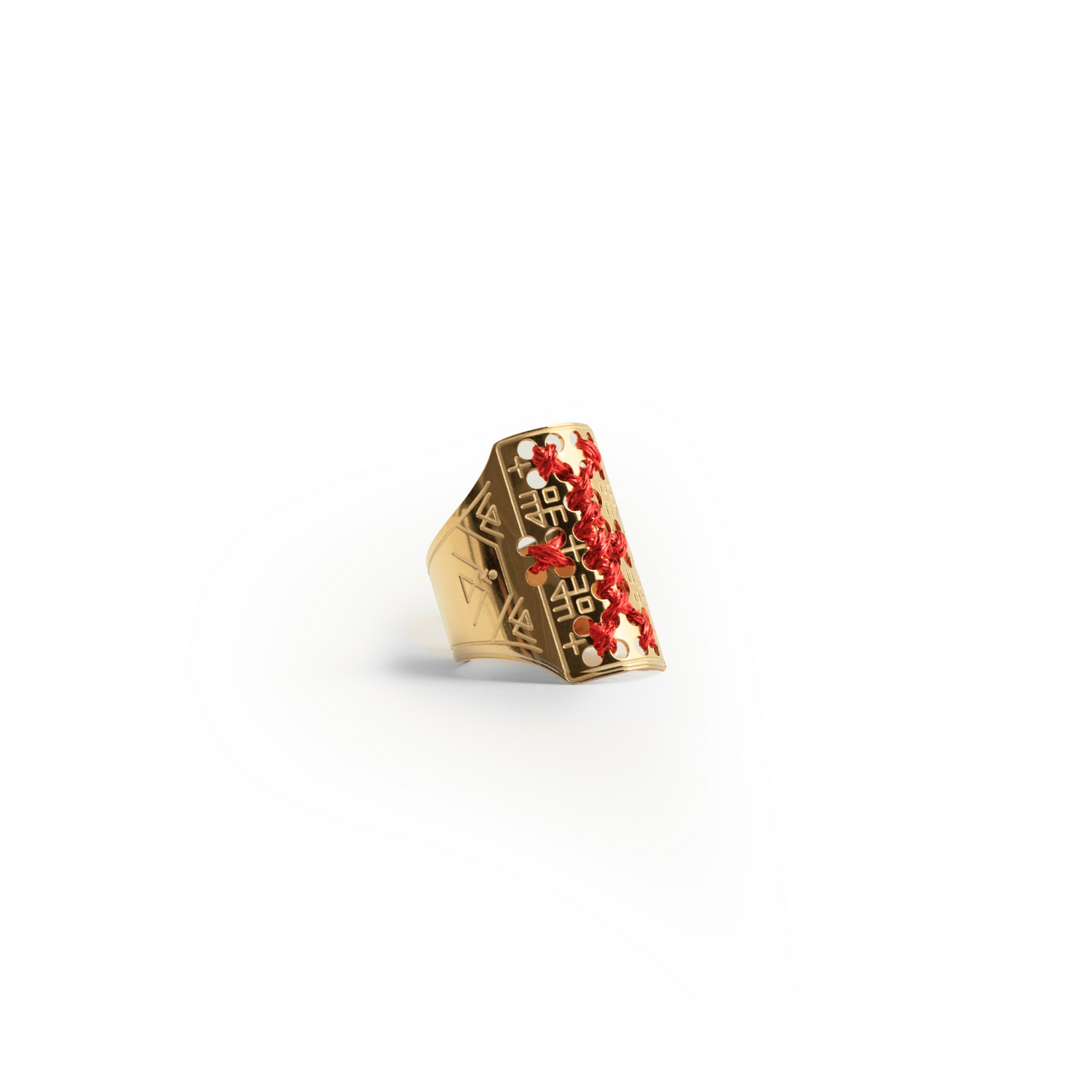 ANELLO ALTO IN ORO 18K - Rosso Lurex