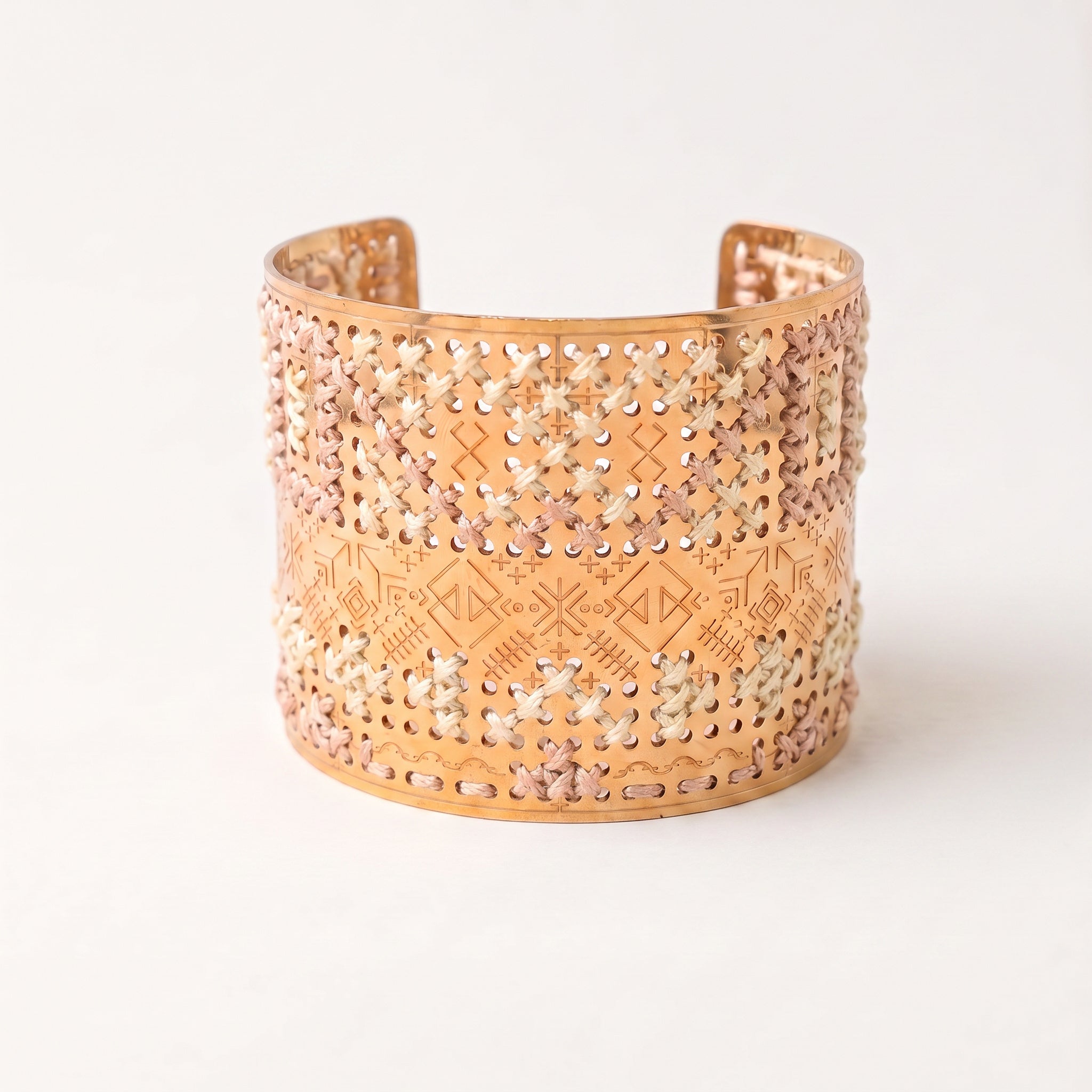 ENGRAVED HIGH GOLD BRACELET - Two-tone Square