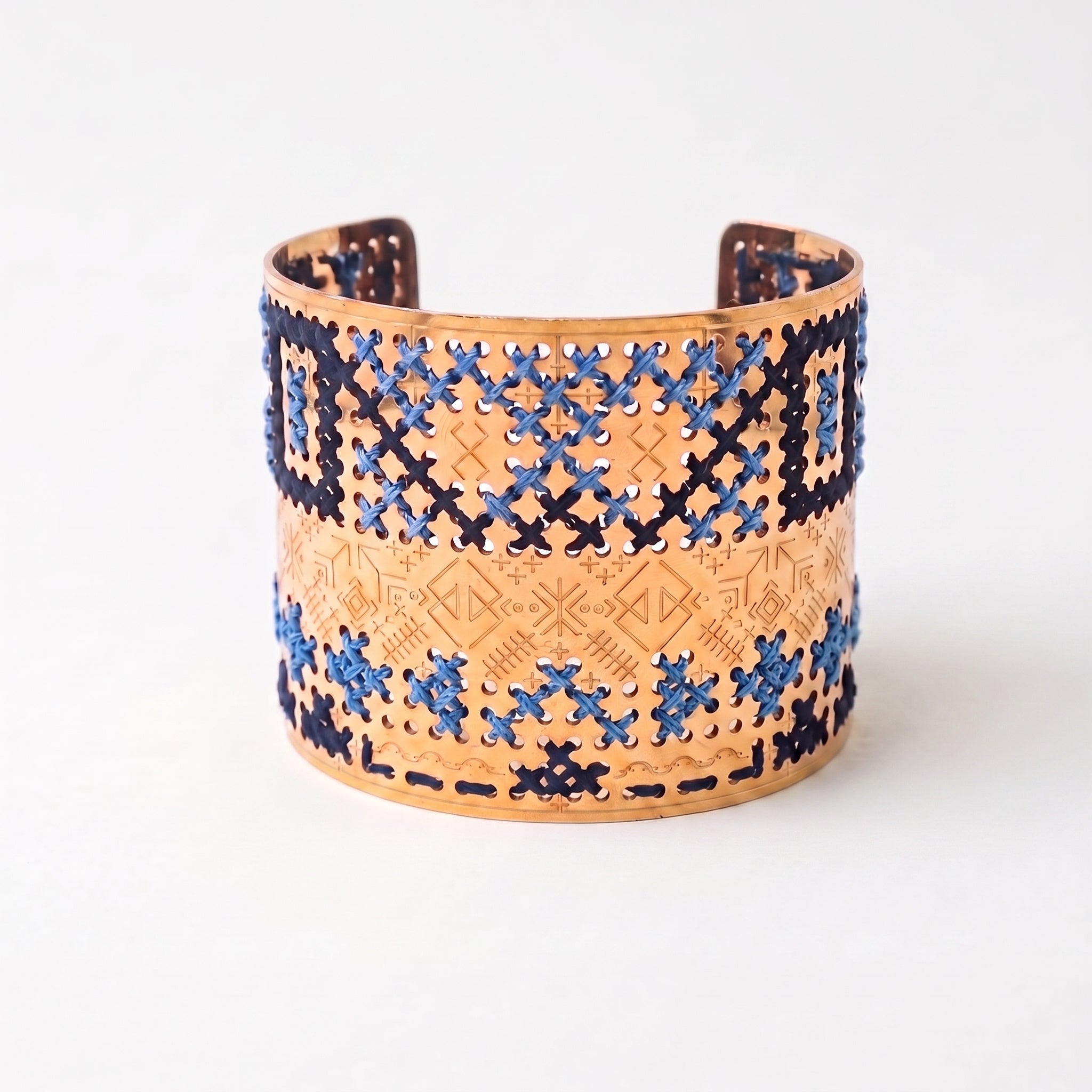 ENGRAVED HIGH GOLD BRACELET - Two-tone Square