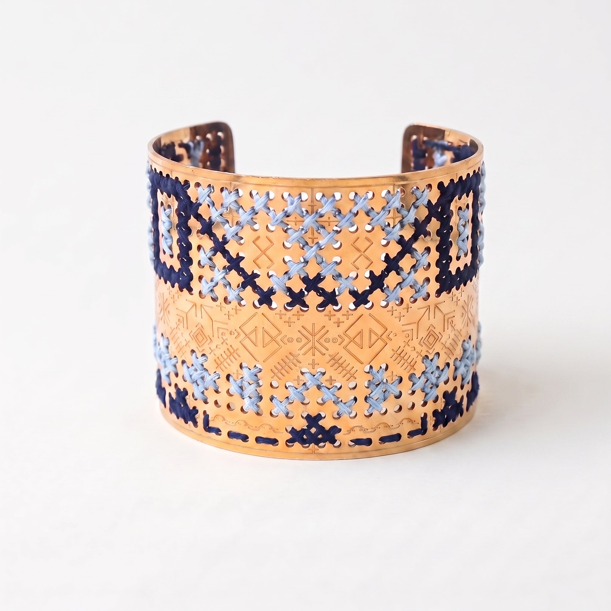ENGRAVED HIGH GOLD BRACELET - Two-tone Square