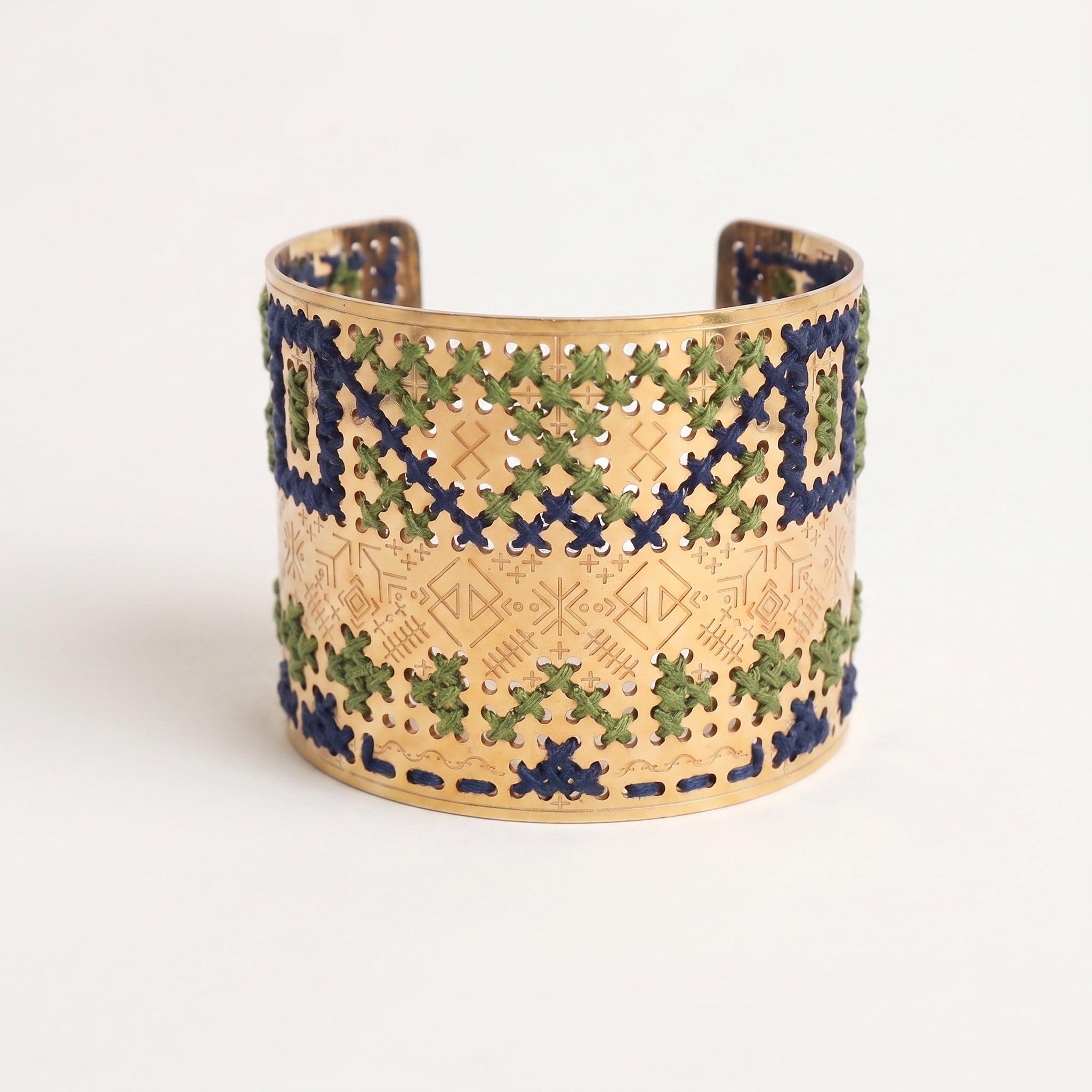 ENGRAVED HIGH GOLD BRACELET - Two-tone Square