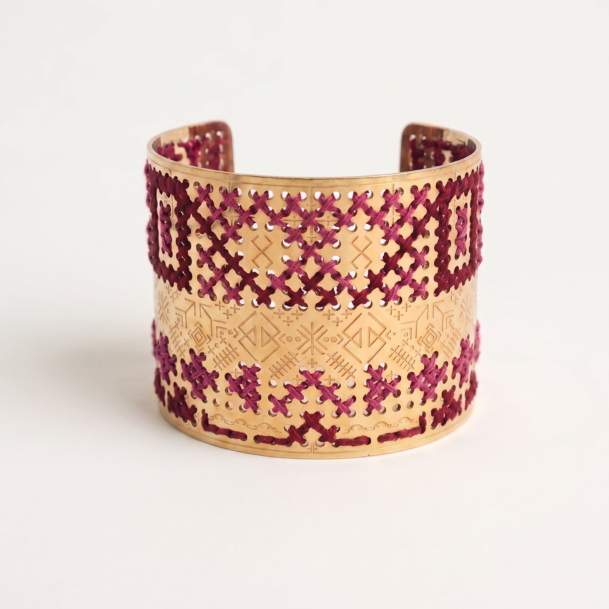 ENGRAVED HIGH GOLD BRACELET - Two-tone Square