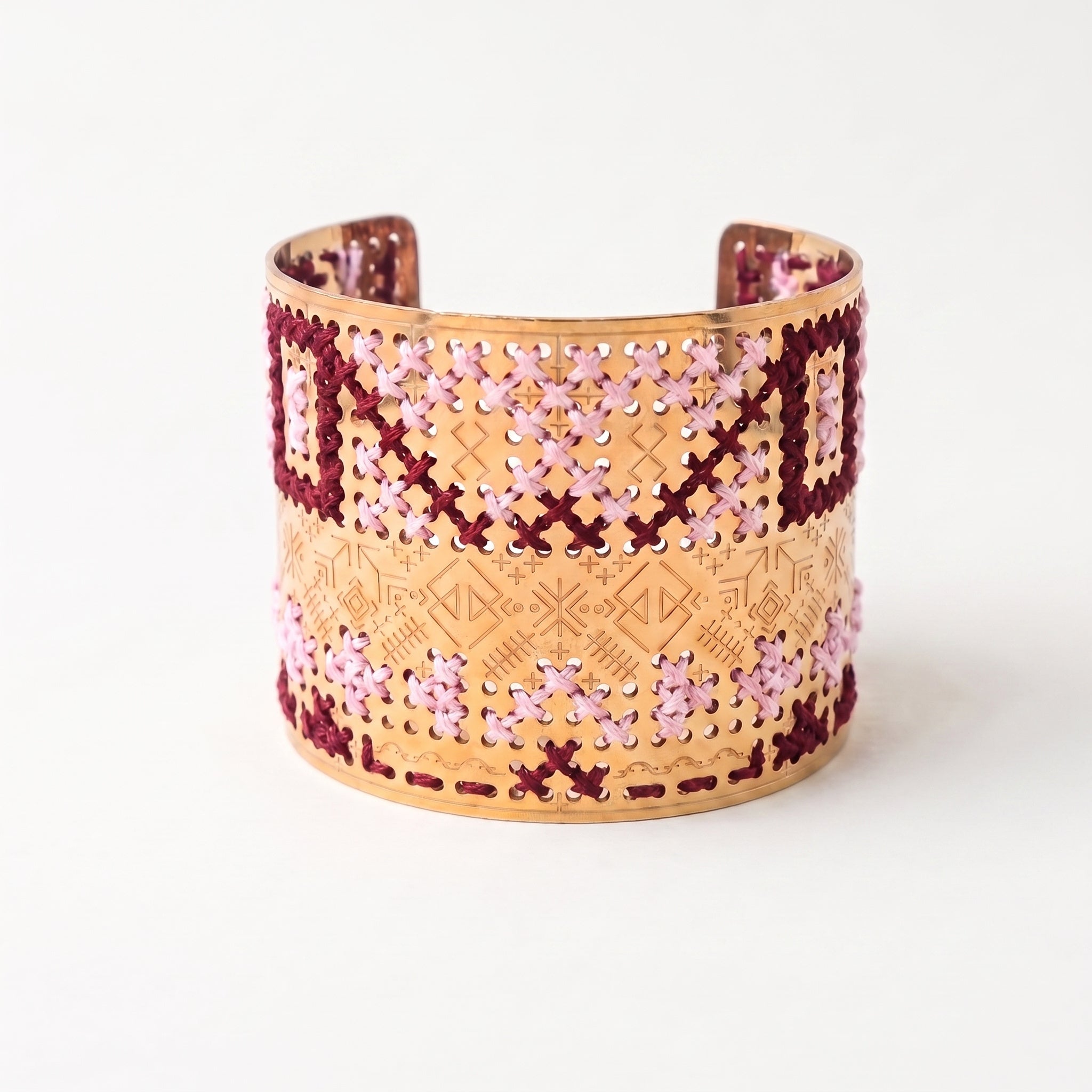 ENGRAVED HIGH GOLD BRACELET - Two-tone Square
