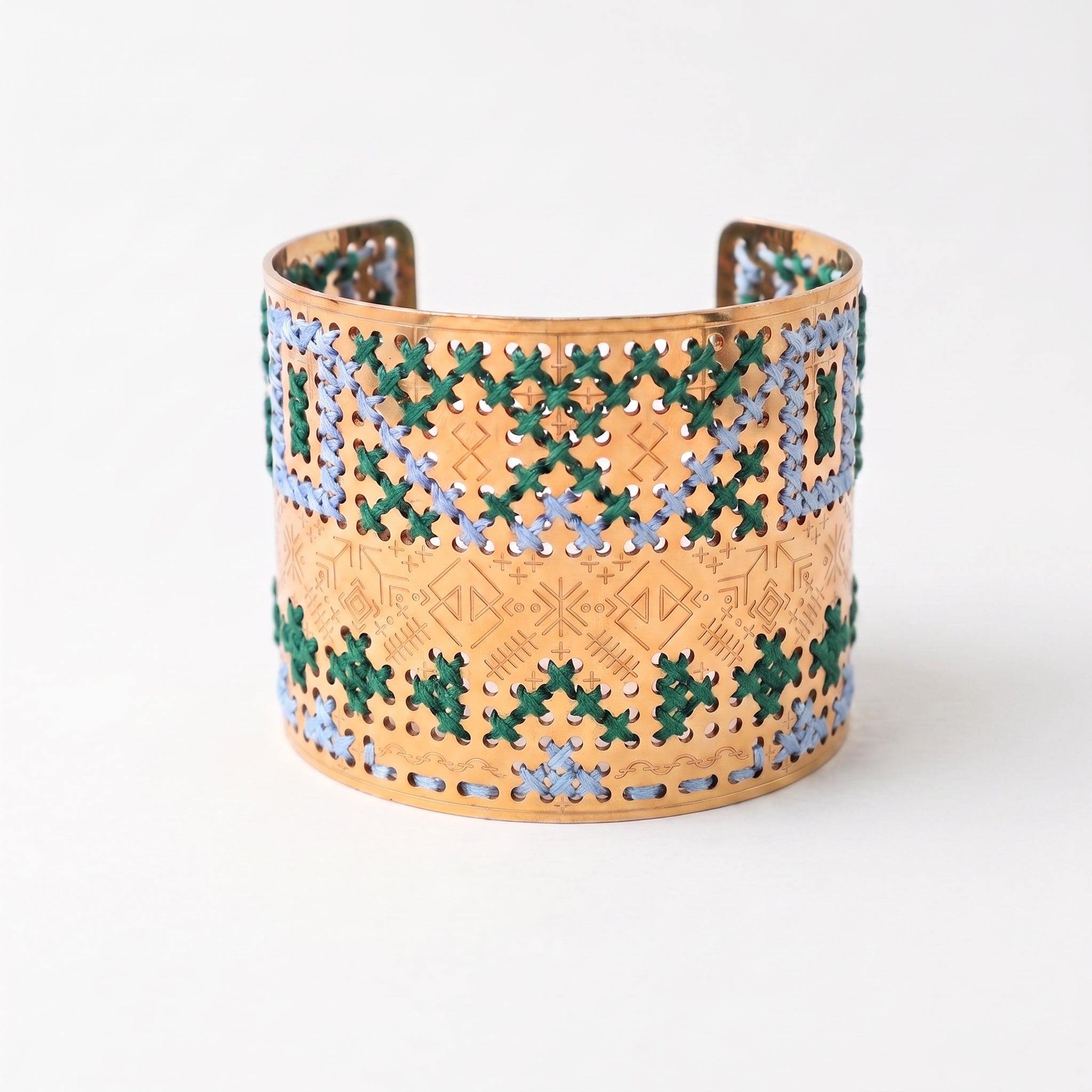 ENGRAVED HIGH GOLD BRACELET - Two-tone Square