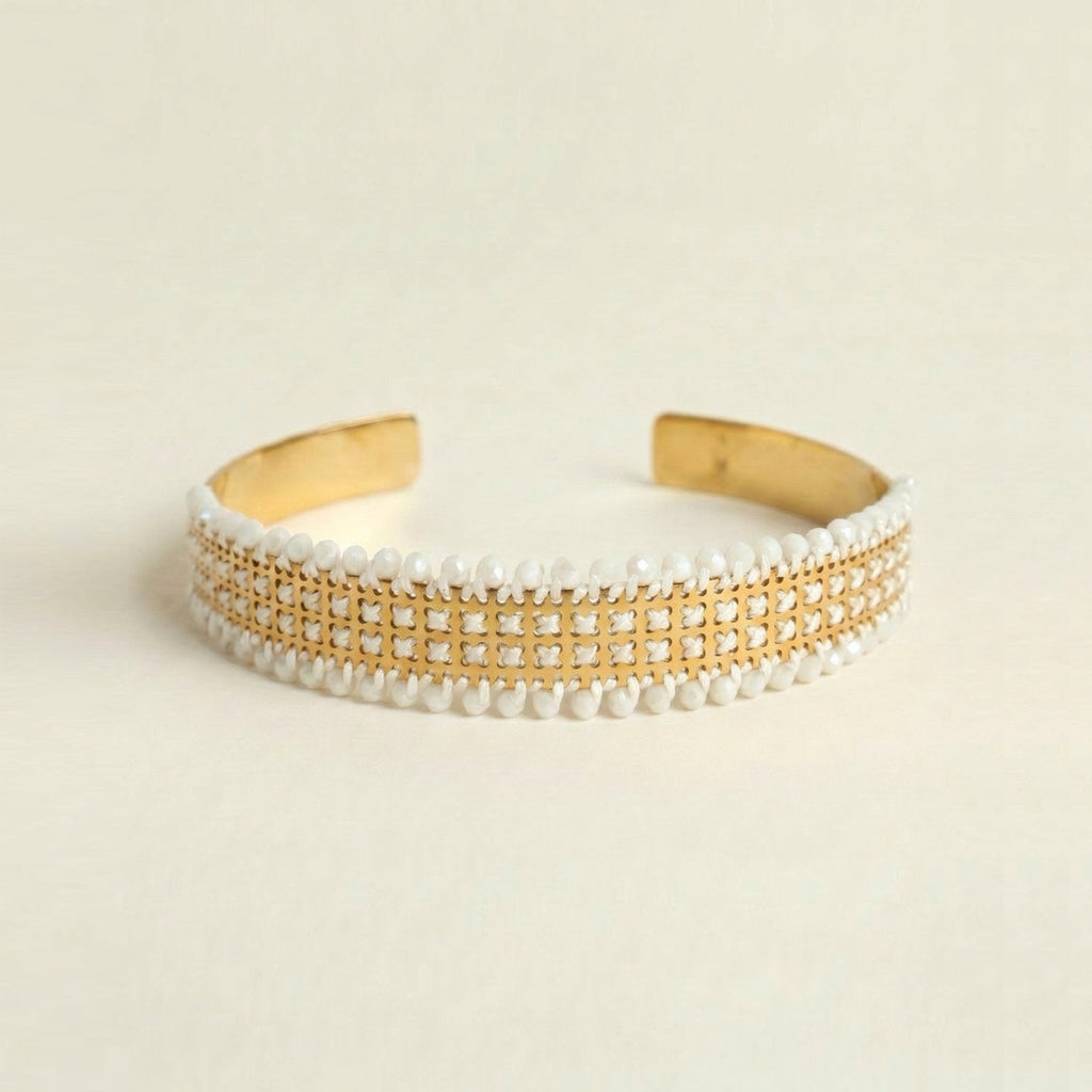 CHOKER RIGIDO CON PERLINE ORO - Croci