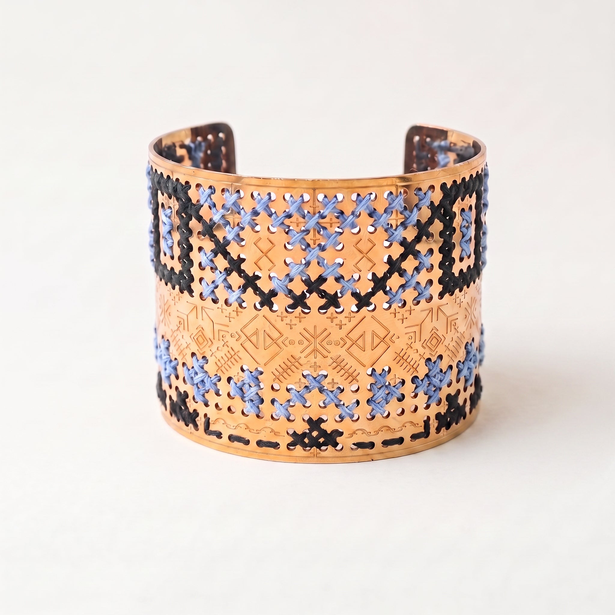 ENGRAVED HIGH GOLD BRACELET - Two-tone Square