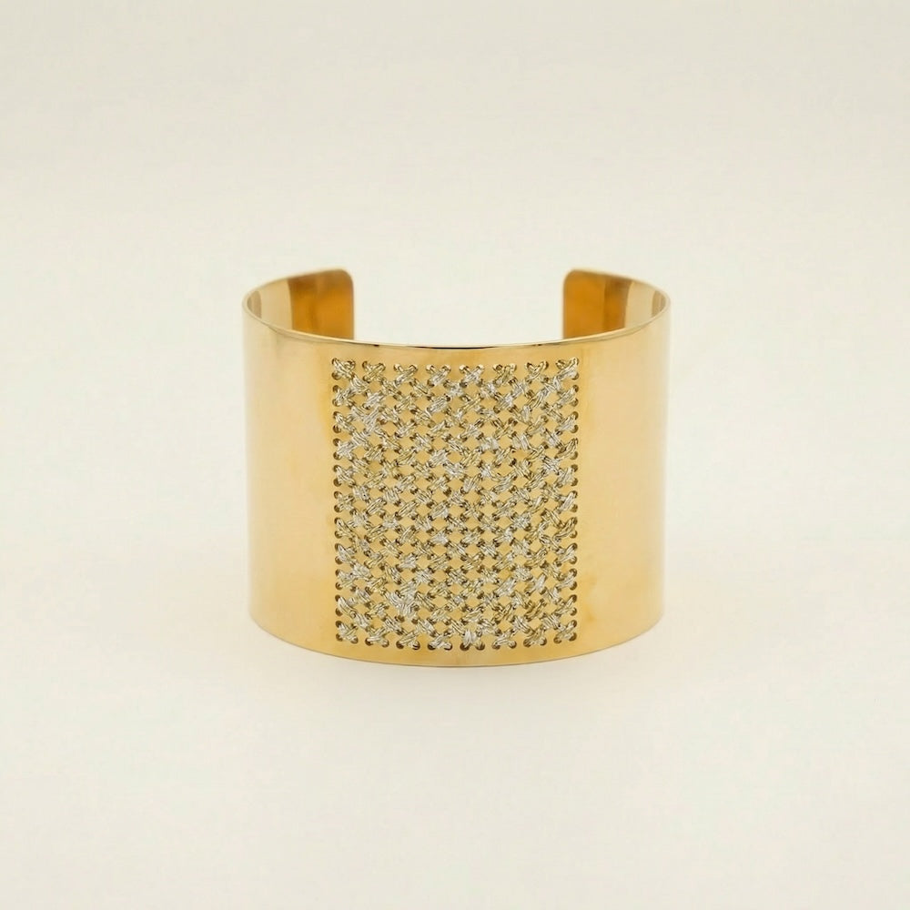 HIGH BRACELET IN 18K GOLD - Two-tone Square