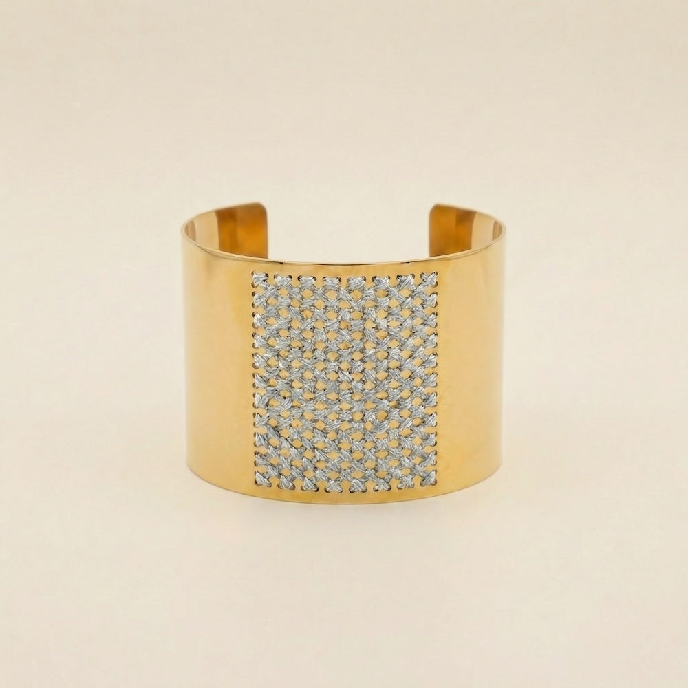 HIGH BRACELET IN 18K GOLD - Two-tone Square