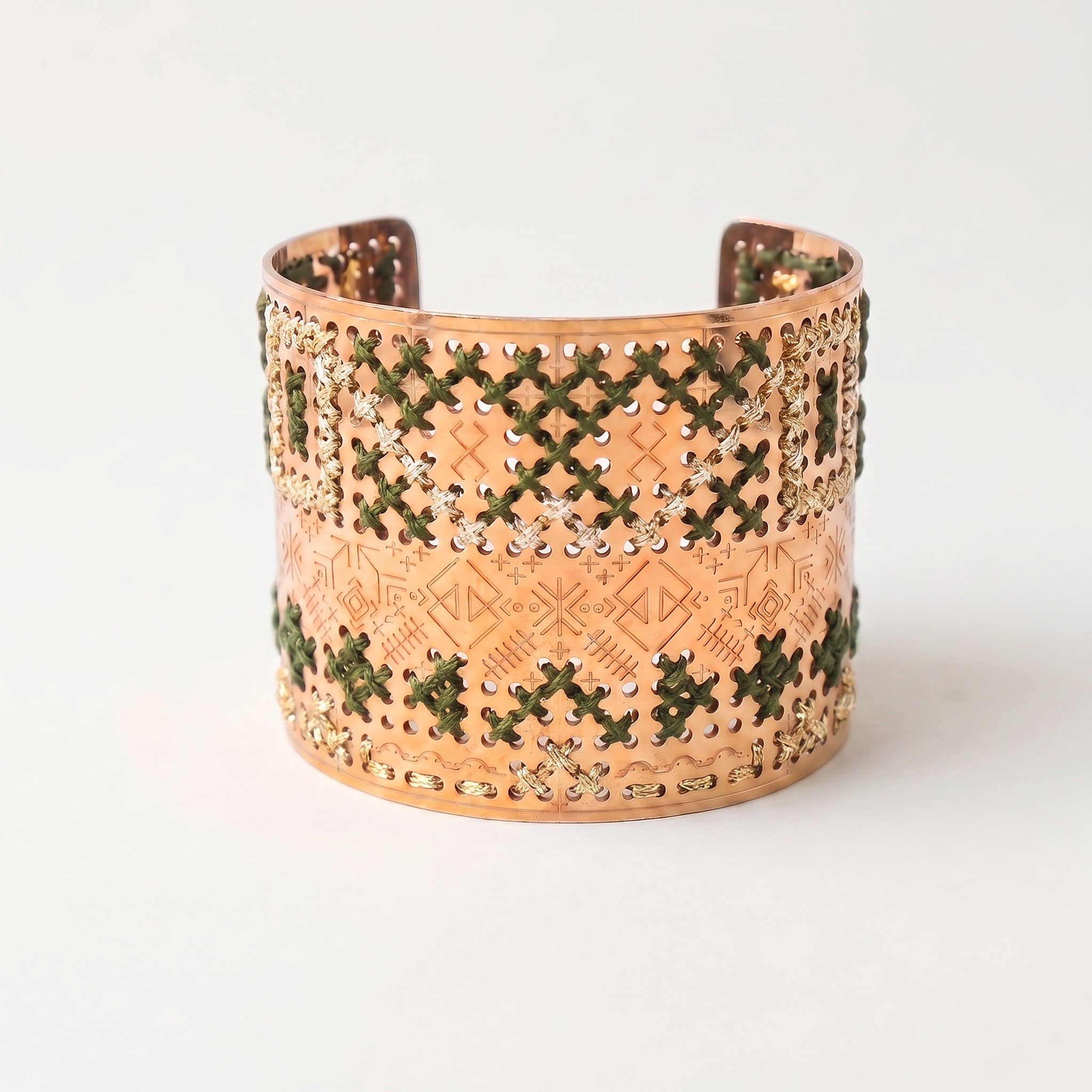 ENGRAVED HIGH GOLD BRACELET - Two-tone Square