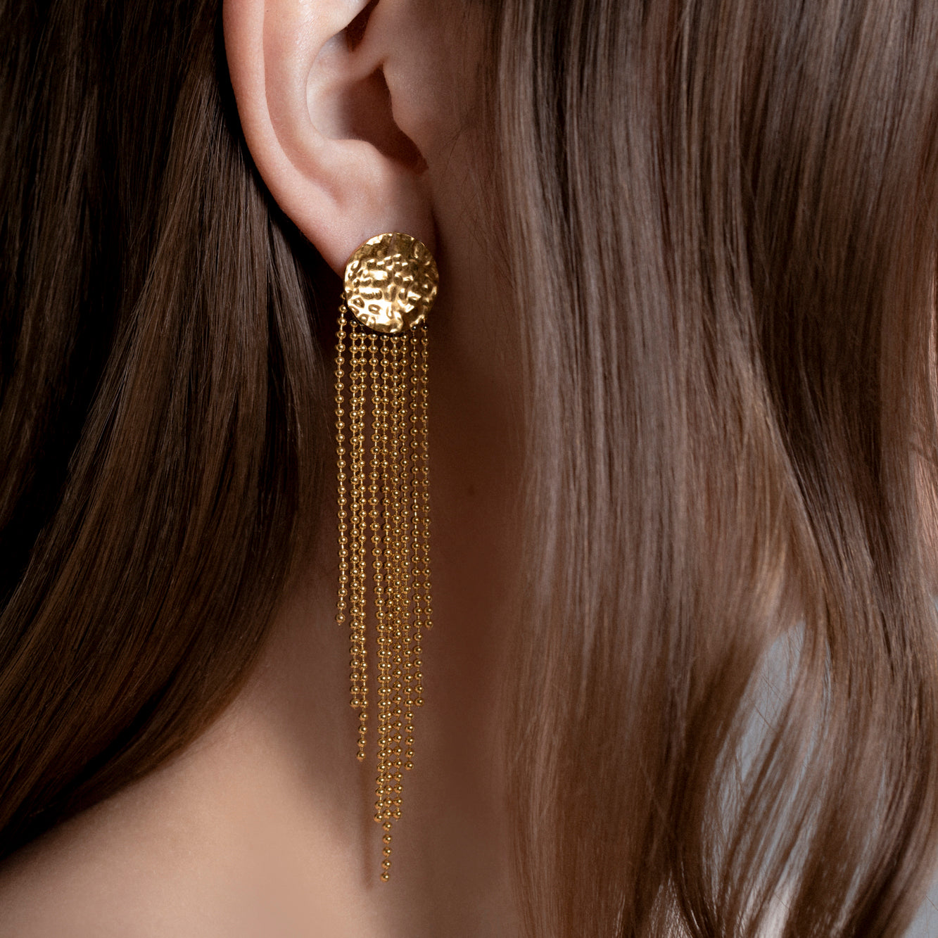 18K GOLD CASCADE DANGLE EARRINGS