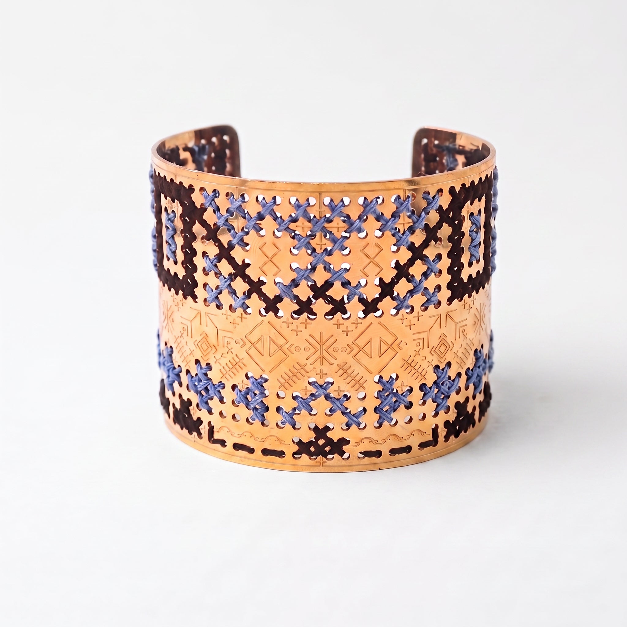 ENGRAVED HIGH GOLD BRACELET - Two-tone Square