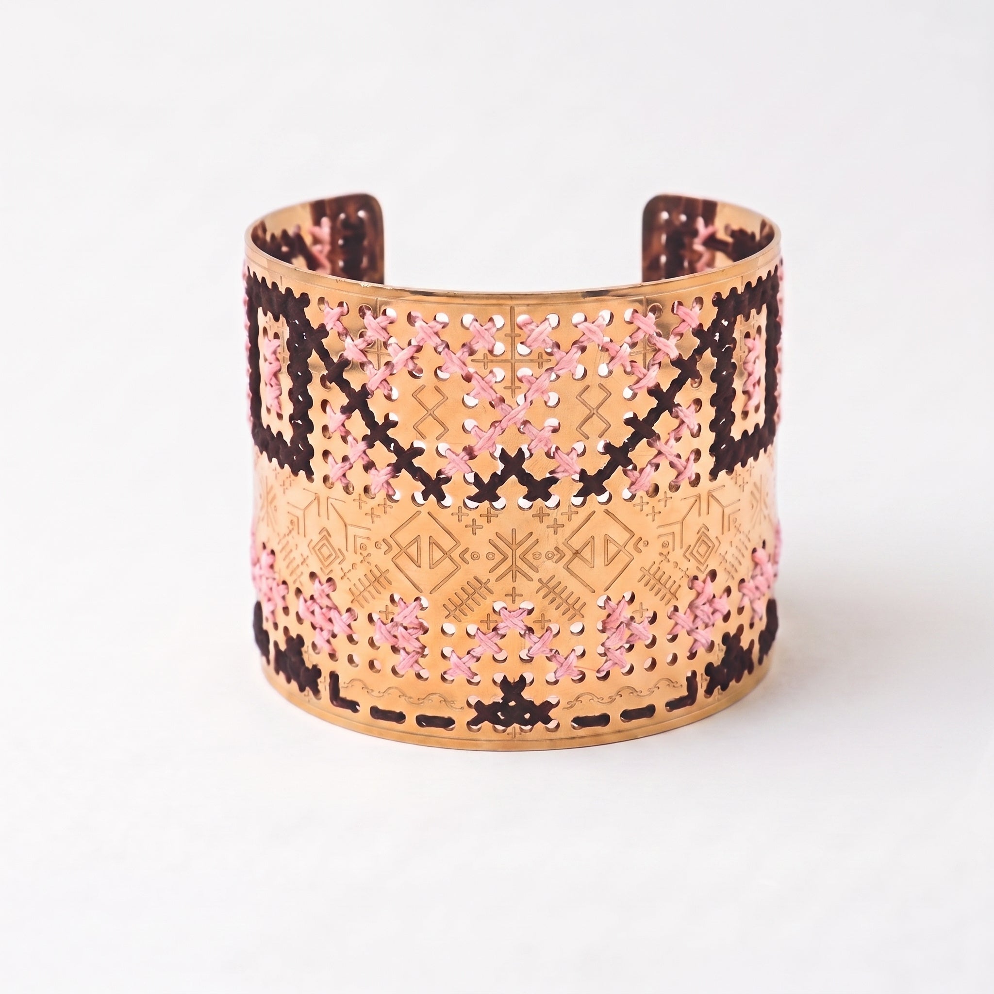 ENGRAVED HIGH GOLD BRACELET - Two-tone Square