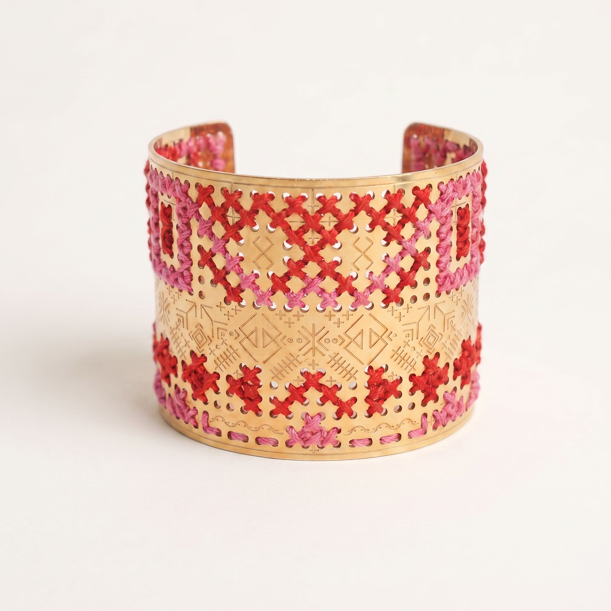 ENGRAVED HIGH GOLD BRACELET - Two-tone Square