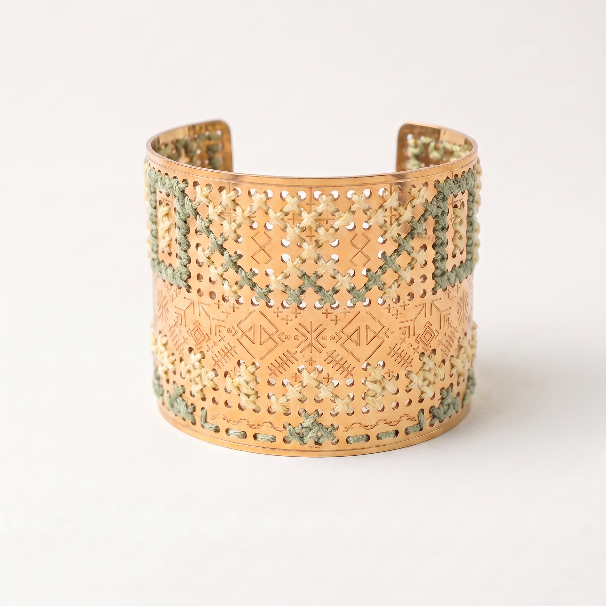 ENGRAVED HIGH GOLD BRACELET - Two-tone Square