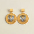 18K GOLD ROUND DANGLE EARRINGS
