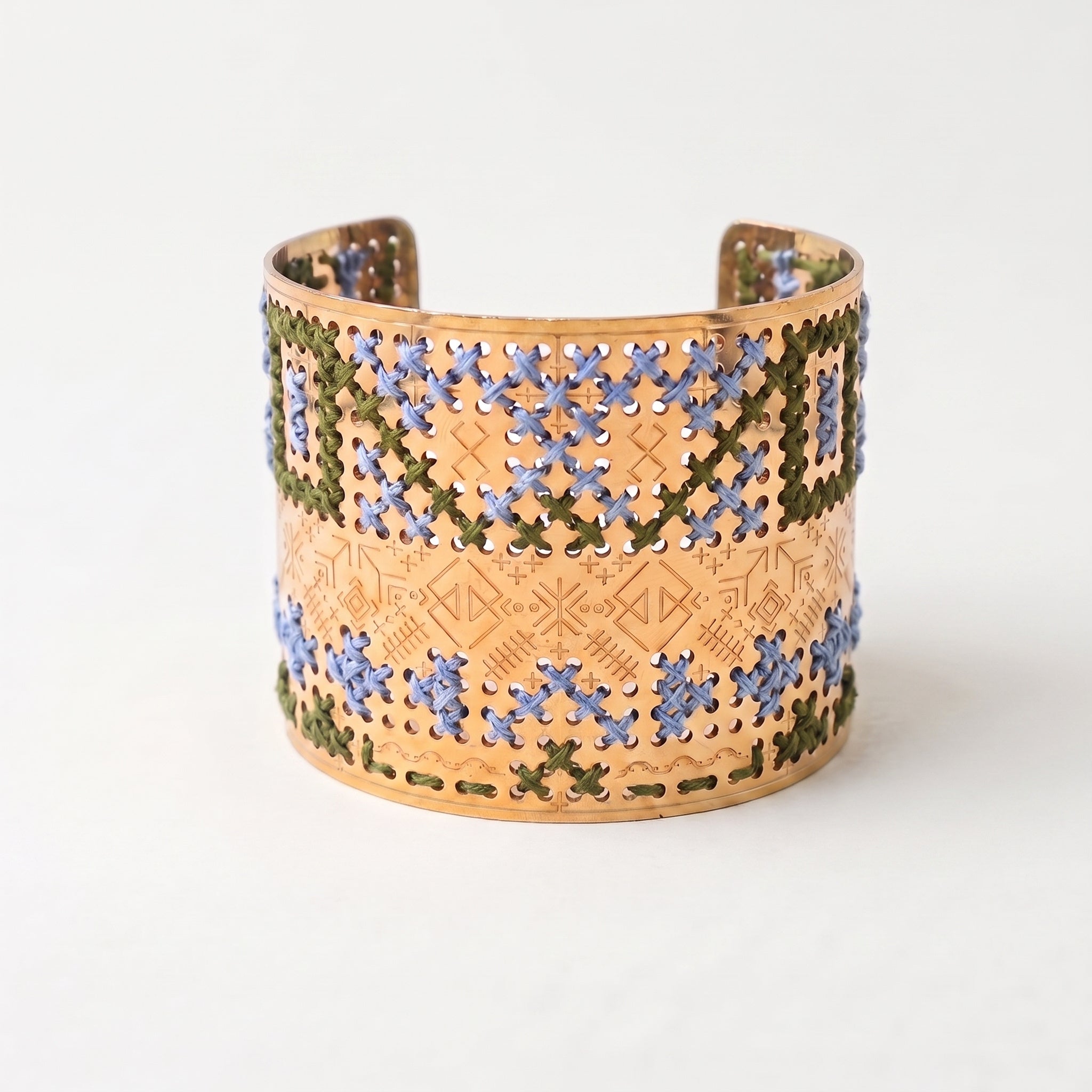 ENGRAVED HIGH GOLD BRACELET - Two-tone Square