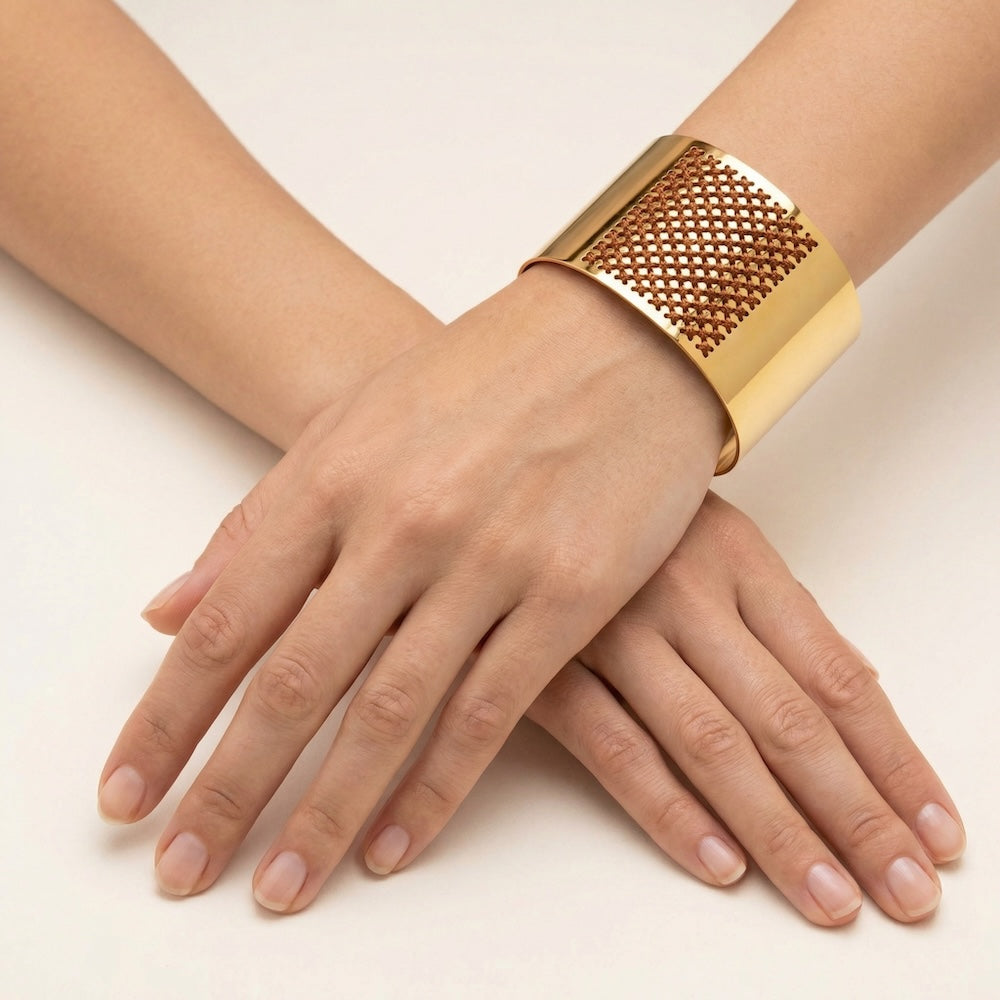 HIGH BRACELET IN 18K GOLD - Two-tone Square