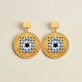 18K GOLD ROUND DANGLE EARRINGS